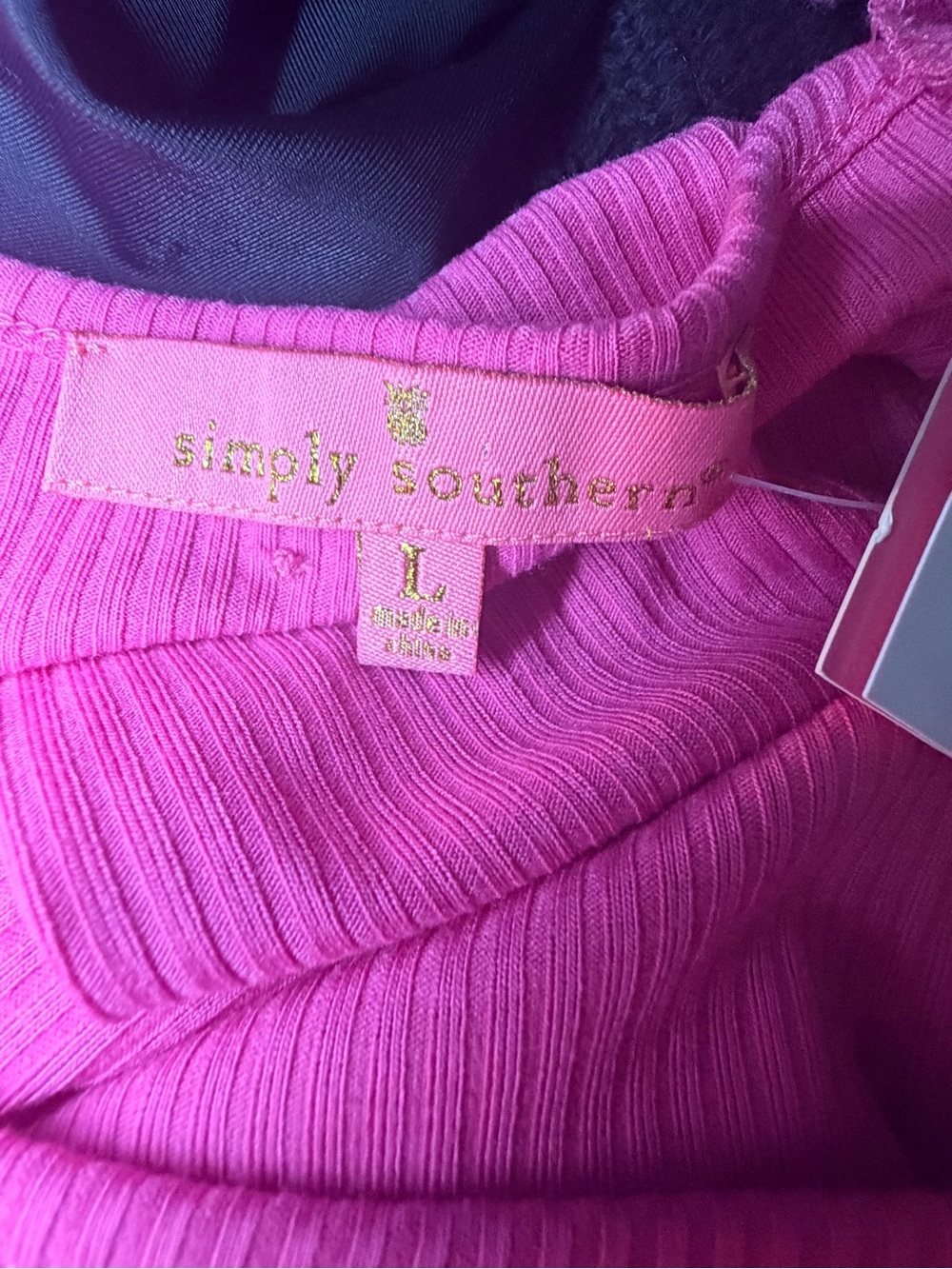 Simply Southern Hot Pink Ruffle Strap Ribbed Bodysuit - Picture 2 of 6